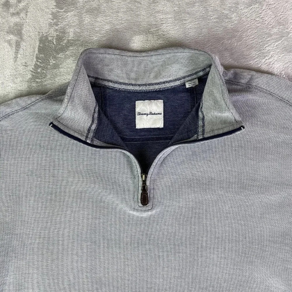 Tommy Bahama Quarter Zip Fleece Sweatshirt Men's 2XLB Grey/Blue Beachy Summer - Picture 2 of 16